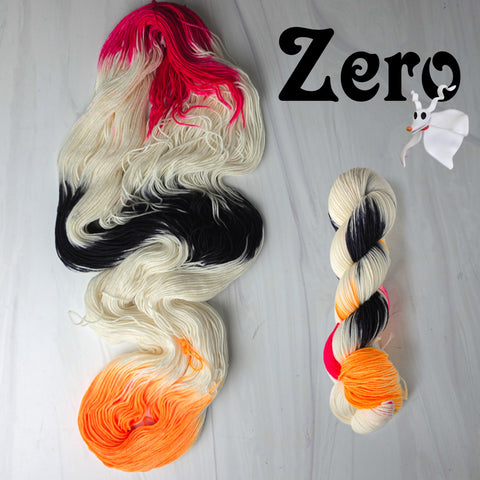 Zero - Hand dyed yarn - Nightmare Before Christmas inspired collection -  wire black orange red