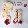 Vintage Red Christmas - Hand dyed assigned pooling yarn -SW Merino choose your base fingering sock dk lace bulky aran - white with speckles and a pop of muted red