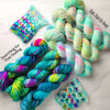 Searching for That Feeling - Hand dyed Variegated yarn -  Fingering to bulky-  turquoise teal bright aqua with pops of rainbow yellow pink blue twenty one pilots lyrics inspired