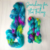Searching for That Feeling - Hand dyed Variegated yarn -  Fingering to bulky-  turquoise teal bright aqua with pops of rainbow yellow pink blue twenty one pilots lyrics inspired