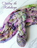 Twisting the Kaleidoscope - Hand dyed yarn, light moss green periwinkle lilac lavender purple with dark moss green and purple speckles inspired by twenty one pilots 21 lyrics