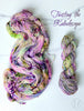 Twisting the Kaleidoscope - Hand dyed yarn, light moss green periwinkle lilac lavender purple with dark moss green and purple speckles inspired by twenty one pilots 21 lyrics