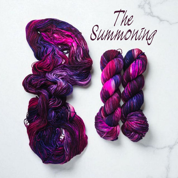 The Summoning - Hand dyed yarn - SW Merino choose your base dark red purple pink blue plum