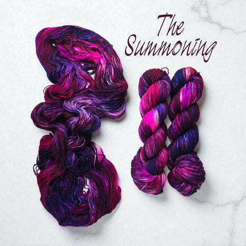 The Summoning - Hand dyed yarn - SW Merino choose your base dark red purple pink blue plum