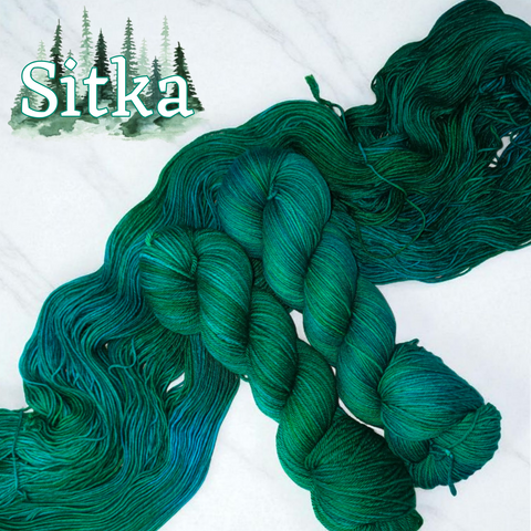 Sitka - semi-tonal solid - Hand dyed yarn choose your base fingering sock sport DK worsted Aran bulky - teal green blue
