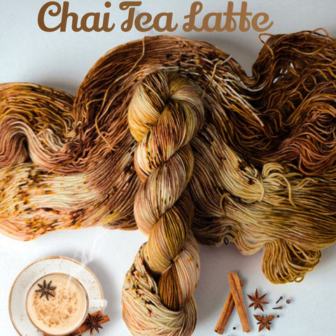 Chai Tea Latte -  Hand dyed yarn - Hand painted yarn - SW Merino blend - Select your base - cream caramel dark chocolate bronze brown with speckles