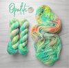 Opalite - Hand dyed, neon pastel green blue yellow with hints of peach  -  Taylor Swift inspired yarn glows under blacklight