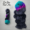 Can You Find Me - Hand dyed Assigned Pooling Variegated yarn - twenty one pilots inspired - Fingering to bulky - black grey pop of blue pink - 21 pilots