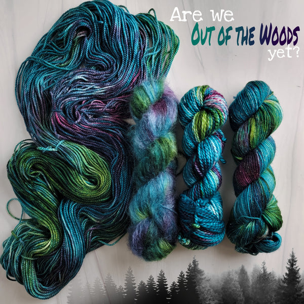 Out of the Woods - Hand dyed yarn, teal blue green purple maroon - Taylor Swift inspired