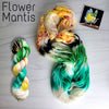 Flower Mantis- Hand dyed yarn - Fingering 400+ yards white orange green black