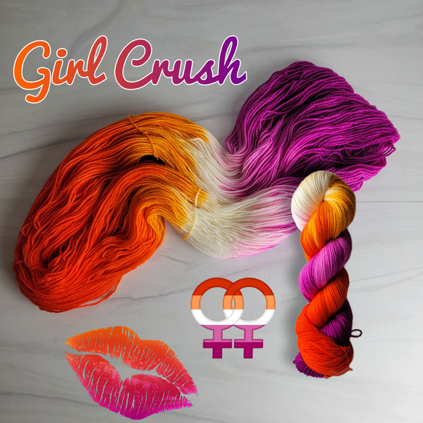 Girl Crush - lesbian flag - Hand dyed variegated yarn - magenta white orange gay pride LGBTQ