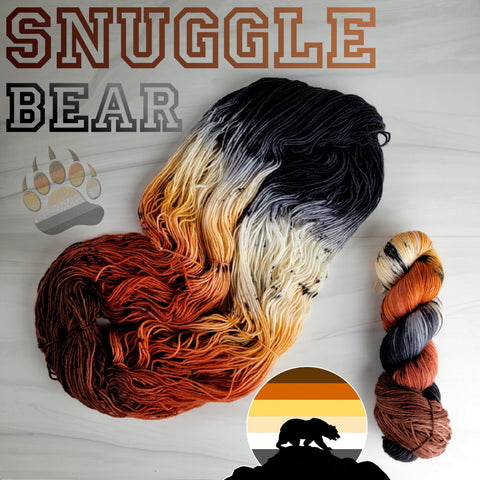 Snuggle Bear- Bear Pride flag - Hand dyed variegated yarn - brown white grey black-  gay pride LGBTQ