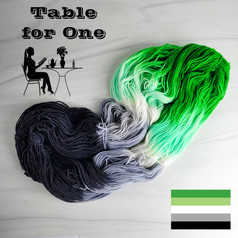Table for One- aromantic flag - Hand dyed variegated yarn - green white grey black-   gay pride LGBTQ