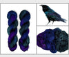 Raven - Hand dyed yarn - SW Merino Fingering Weight black Purple Blue Green