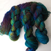 The Heartbeat of the Whole World - Hand dyed yarn, teal dark blue brown purple maroon - Andrea Gibson Poetry inspired