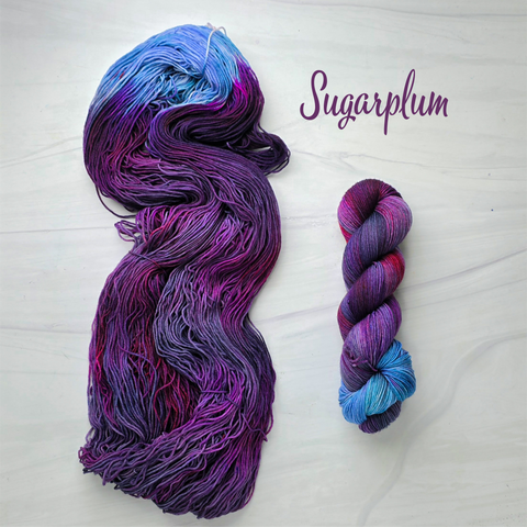Sugarplum - Hand dyed variegated yarn -SW Merino choose your base fingering sock dk lace bulky aran