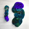 Weaver of the Woods - Hand dyed yarn, Fingering Weight, assigned pooling inspired by ACOTAR by Sarah J Maas - teal moss maroon blue violet purple