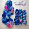 Peace will win and fear will lose - Hand dyed Variegated yarn - twenty one pilots inspired - Fingering to bulky- sapphire cobalt blue with rainbow splashes