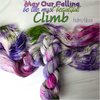 May our falling be the most beautiful climb - Hand dyed yarn, white pastel purple rich violet magenta grass green with speckles of teal pink purple green - Andrea Gibson Poetry inspired