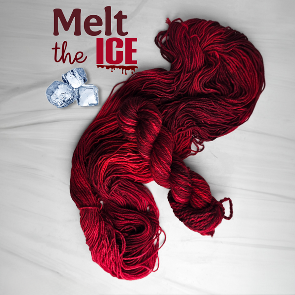 Melt the ICE - Hand dyed yarn, red maroon burgundy crimson ruby -  Anti Fascism yarn - say no to Nazis