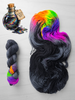 Mordecai's Special Brew - Hand dyed Assigned Pooling yarn, Fingering to Bulky Weight, inspired by Dungeon Crawler Carl book series- dyed to order - grey and Black with pop of neon rainbow