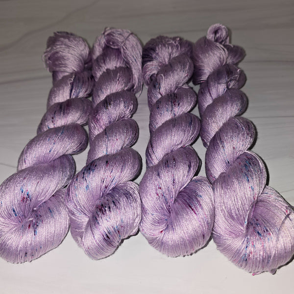 Cupro Cotton - Ready to ship yarn - wool free yarn made from recycled rayon cotton - viscose cellulose silky yarn - 100g each 437 yards each pastel purple lilac violet grape