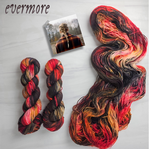 Evermore - Hand dyed yarn, brown orange black red -  Taylor Swift inspired yarn