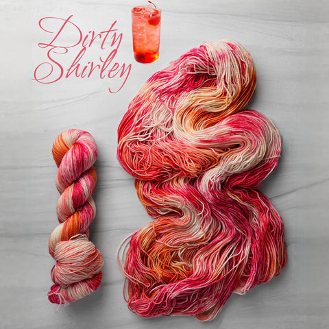 Dirty Shirley - Hand dyed variegated yarn, Fingering Weight, inspired by Dungeon Crawler Carl book series - orange red peach coral white