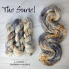 The Suriel - Hand dyed yarn, Fingering Weight, speckled inspired by ACOTAR by Sarah J Maas - white cream yarn with grey Carmel brown violet purple black speckles