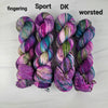 SALE lot - Ready to ship yarn - pink green purple with speckles - 100g each