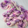 La Belle Fleur - Hand dyed variegated yarn - Indie Song Tracks collection - Merino Fingering to worsted dyed to order - pastel pink with white and teal moss green speckles