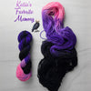 Katia's Favorite Memory - Hand dyed Assigned Pooling yarn, Fingering to Bulky Weight, inspired by Dungeon Crawler Carl book series- dyed to order - black purple pop of light pink
