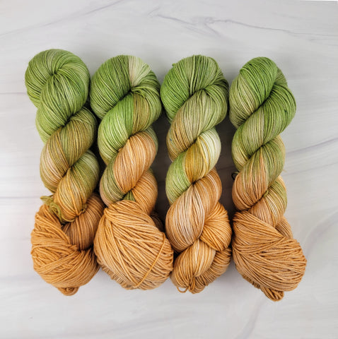 SALE lot - Ready to ship fingering weight yarn - green tan brown - 4 ply 100g each