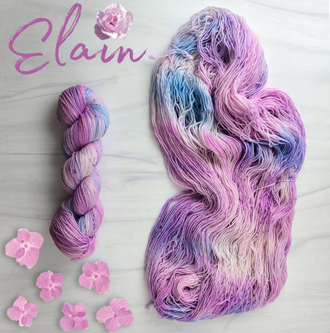 Elain - Hand dyed yarn, Fingering dk worsted Aran bulky Weight, speckled inspired by ACOTAR by Sarah J Maas - pastel pink purple blue with speckles