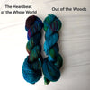 The Heartbeat of the Whole World - Hand dyed yarn, teal dark blue brown purple maroon - Andrea Gibson Poetry inspired