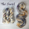 The Suriel - Hand dyed yarn, Fingering Weight, speckled inspired by ACOTAR by Sarah J Maas - white cream yarn with grey Carmel brown violet purple black speckles