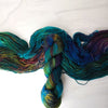 The Heartbeat of the Whole World - Hand dyed yarn, teal dark blue brown purple maroon - Andrea Gibson Poetry inspired