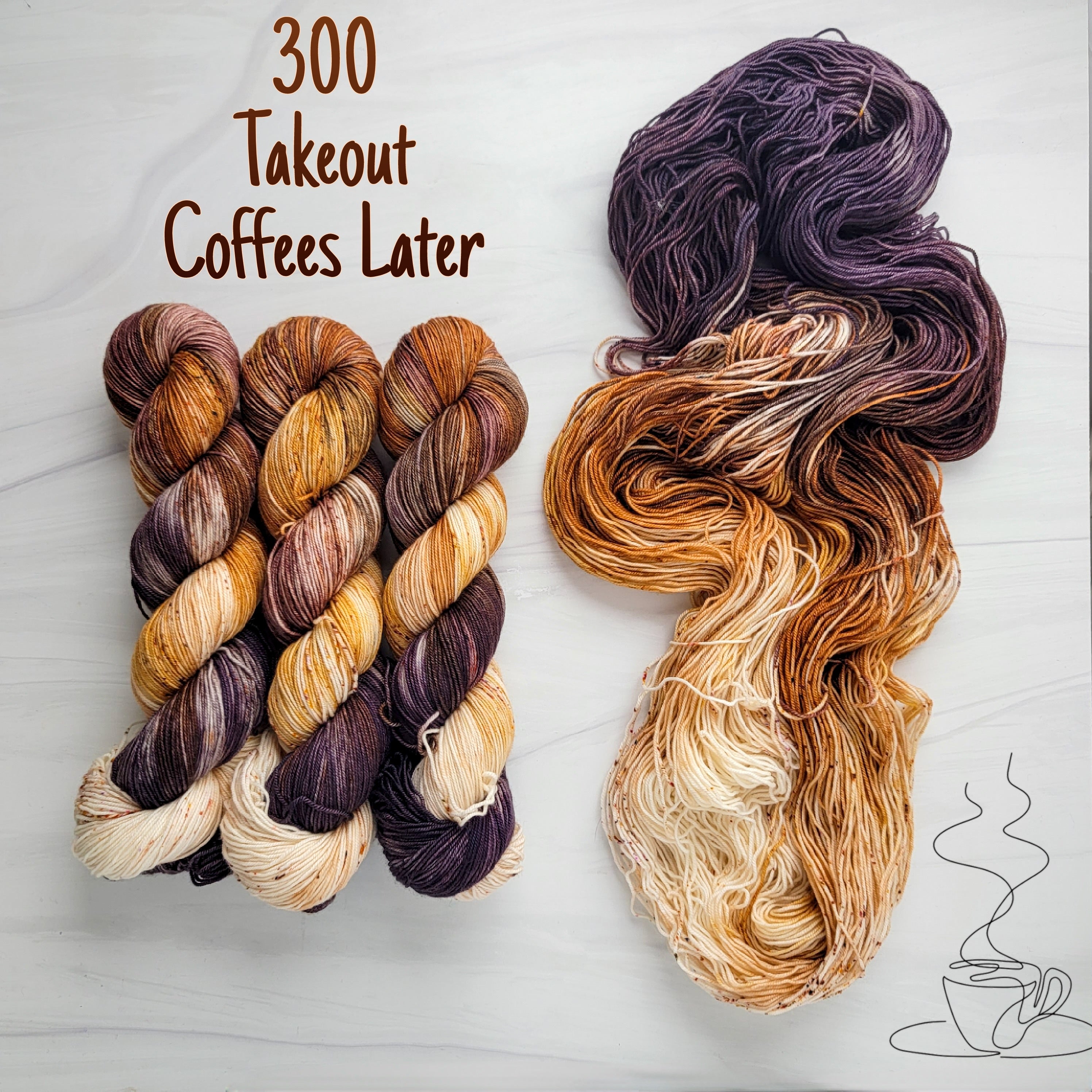 300 Takeout Coffees Later - Hand dyed yarn, light brown cream speckled