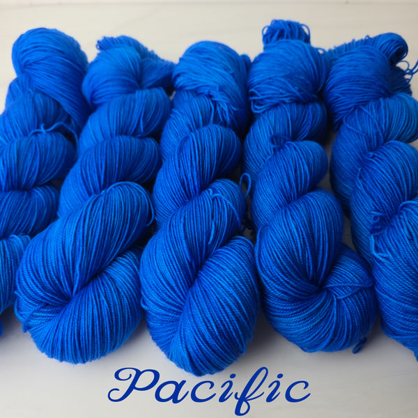 Pacific - True SOLID - Hand dyed yarn Fingering bright cobalt brilliant blue