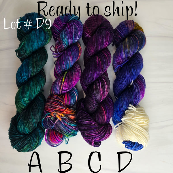 SALE lot D9 - Ready to ship yarn - SW Merino blend yarn - 100g each