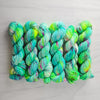 Something to Look Forward to - Hand dyed Variegated yarn -  Fingering to bulky-  Hope series - neon aqua blue green yellow with pink and rainbow speckles