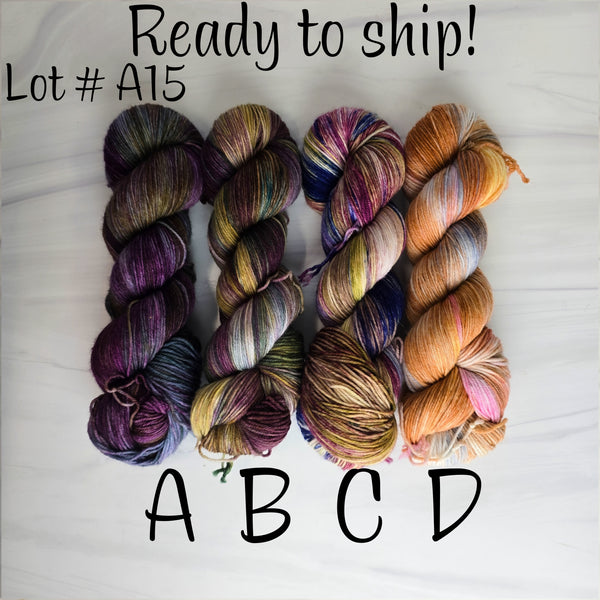 SALE lot A15 - Ready to ship yarn - SW Merino blend yarn - 100g each