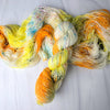 Pocketful Of Sunshine - Hand dyed yarn, white  orange yellow with green and blue and purple speckles