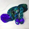 Weaver of the Woods - Hand dyed yarn, Fingering Weight, assigned pooling inspired by ACOTAR by Sarah J Maas - teal moss maroon blue violet purple