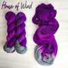 House of Wind - Hand dyed yarn, Fingering Weight, speckled assigned pooling inspired by ACOTAR by Sarah J Maas - berry . magenta pinkish purple with a silver pop