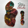 Stay Alive - Hand dyed Variegated yarn -  transformation series - twenty one pilots inspired - Fingering to bulky-  brown caramel rust rainbow with pink blue yellow pops