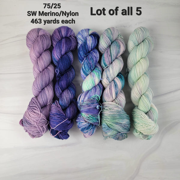 Ready to ship fade set of 5 - SW Merino nylon fingering weight 4 ply 500g total