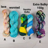 SALE lot - Ready to ship yarn - SW Merino mixed weight with bulky lace yarn - 100g each
