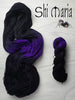 Shi Maria - Hand dyed Assigned Pooling yarn, Fingering Weight, inspired by Dungeon Crawler Carl book series - Black with pops of purple violet