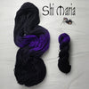 Shi Maria - Hand dyed Assigned Pooling yarn, Fingering Weight, inspired by Dungeon Crawler Carl book series - Black with pops of purple violet